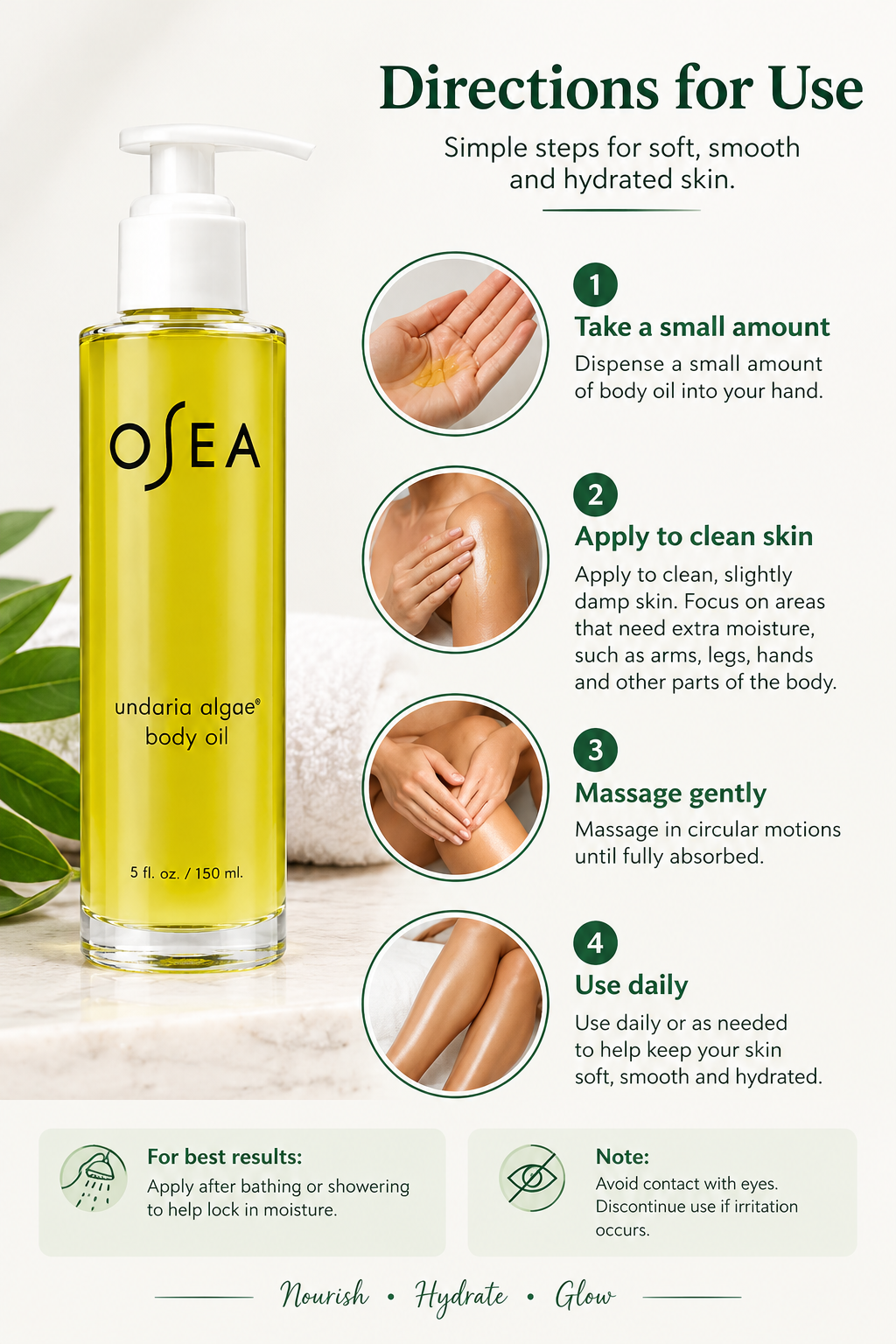 Hydrating Seaweed Body Oil Moisturizer for Soft, Radiant Skin – 5 oz / 150 ml