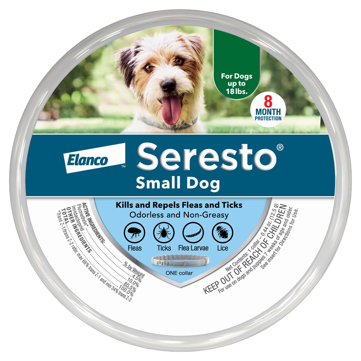 Flea and Tick Prevention Collar for Small Dogs Up to 18 lbs, 8-Month Protection