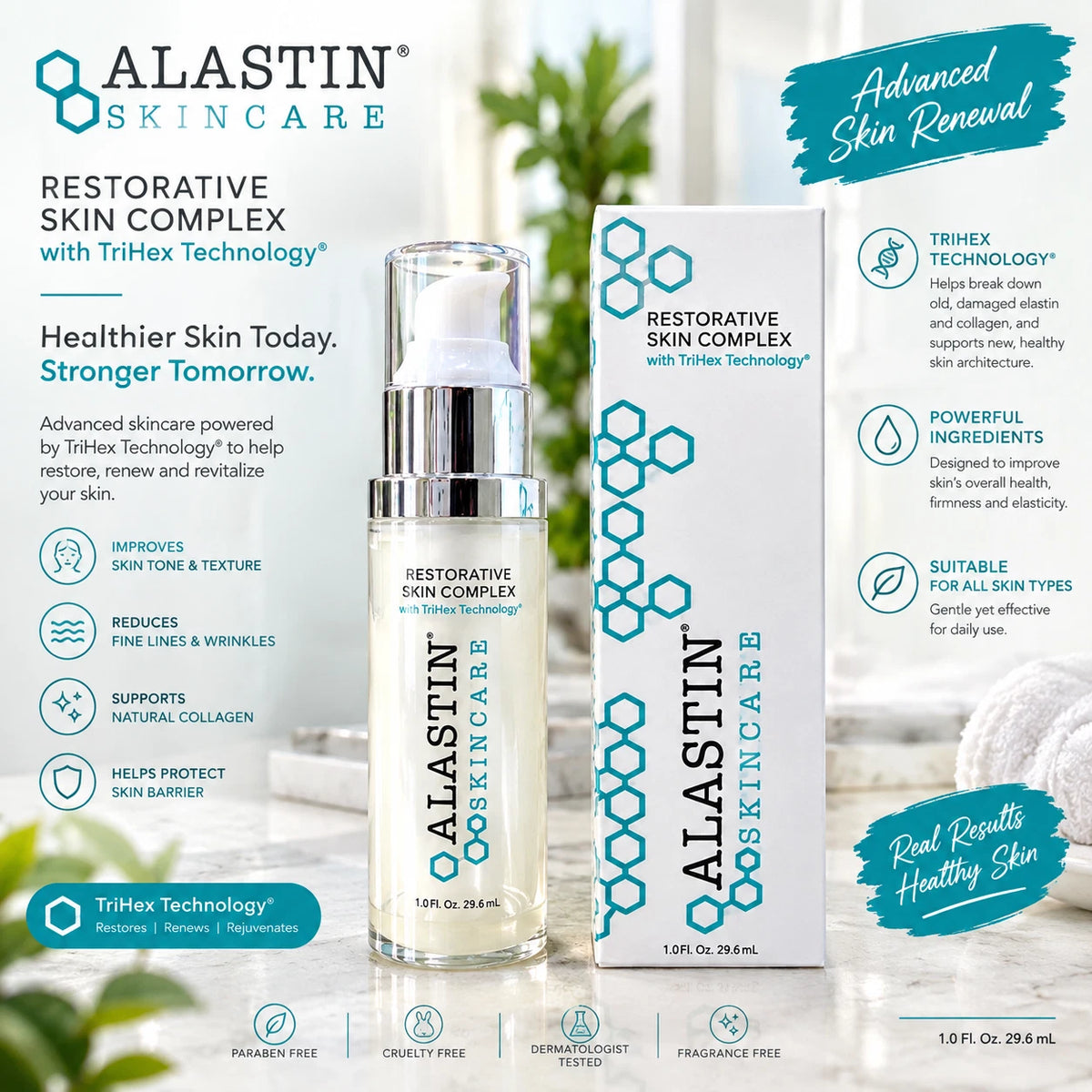 Restorative Anti-Aging Facial Serum for Hydration, Firmness & Smooth-Looking Skin – 1 oz
