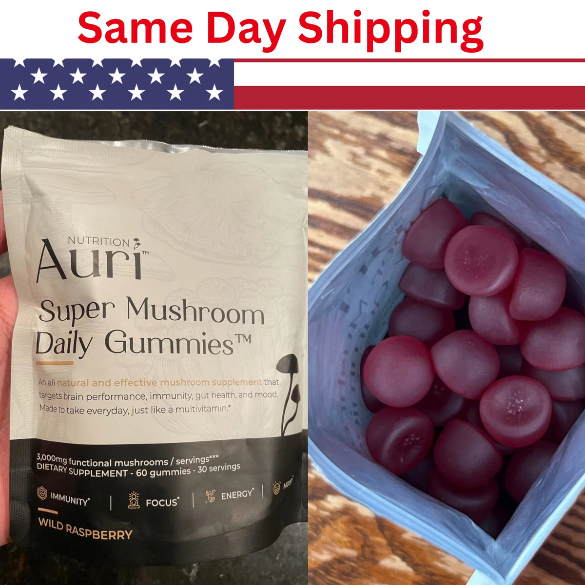 Super Mushroom Daily Gummies, 12 Mushroom Blend with Chaga, 60 Count