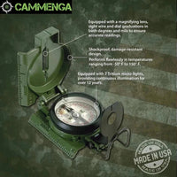 Military-Style Lensatic Compass with Olive Drab Carrying Pouch – Tritium Illumination