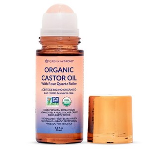 Organic Golden Castor Oil Roll-On with Rose Quartz Roller – 1.7 fl oz (50 ml)