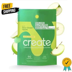 Creatine Monohydrate Gummies for Men & Women, Sour Green Apple, 90 Count