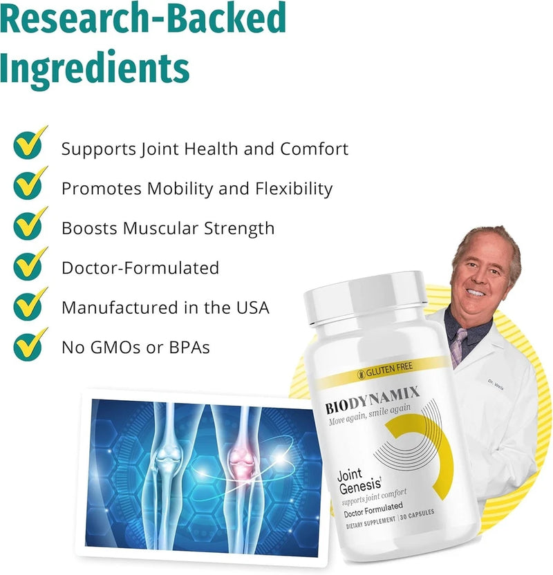 Advanced Joint Support Dietary Supplement – 30 Capsules, Daily Joint Wellness Formula