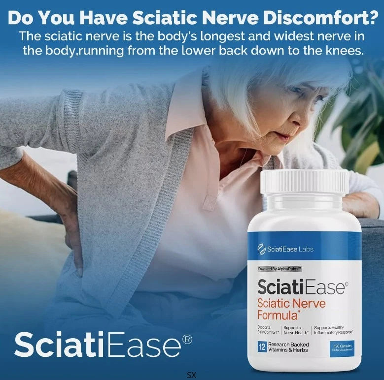 Sciatic Nerve Support Supplement – AlphaPalm, Pea Extract & B Vitamins, 120 Capsules