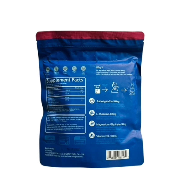 Calming Powdered Drink Mix – Raspberry Lemonade Flavor, 20 Servings