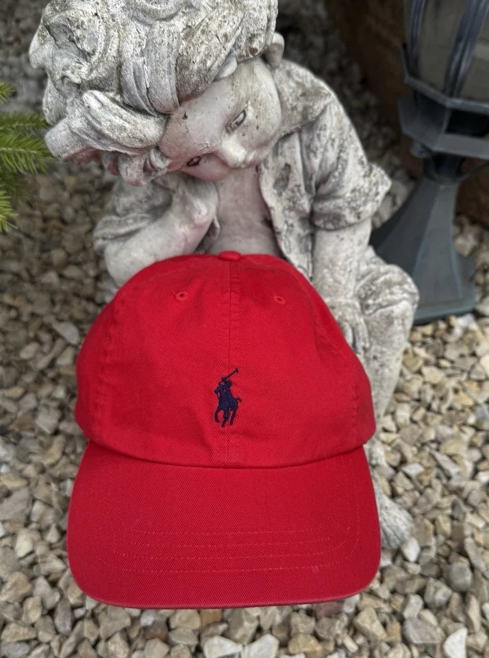 Men's Red Cotton Chino Baseball Cap – Classic Adjustable One Size Hat