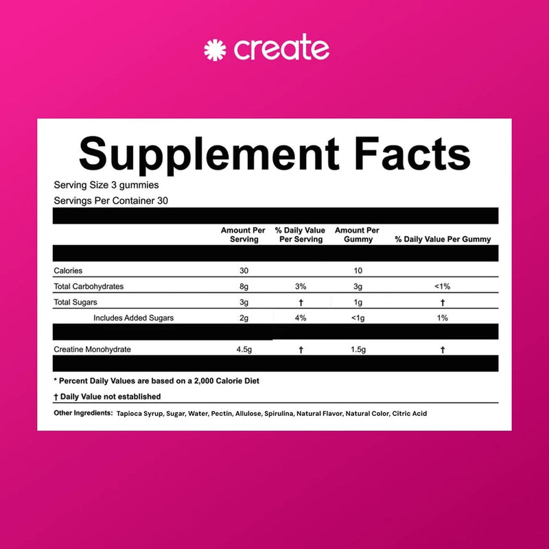 Creatine Monohydrate Gummies – Watermelon Flavor, 90 Gummies, 30 Servings