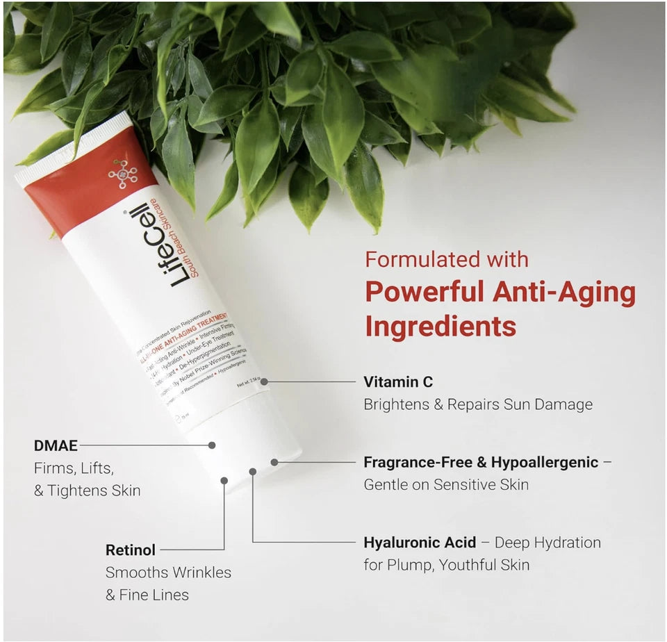 All-in-One Anti-Aging Facial Treatment for Firming, Hydration & Smooth-Looking Skin – 2.54 oz
