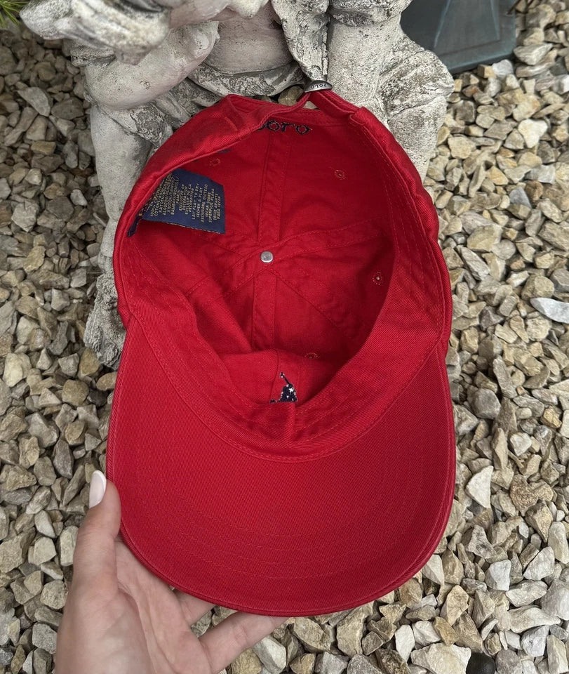 Men's Red Cotton Chino Baseball Cap – Classic Adjustable One Size Hat