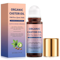 Organic Golden Castor Oil Roll-On with Rose Quartz Roller – 1.7 fl oz (50 ml)