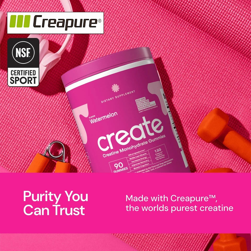 Creatine Monohydrate Gummies – Watermelon Flavor, 90 Gummies, 30 Servings